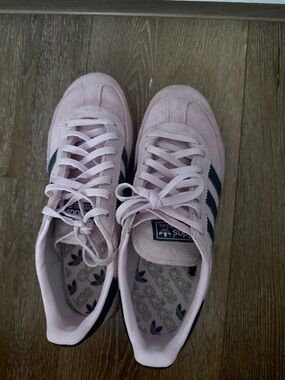 adidas Pink Suede Sneakers with Navy Stripes
